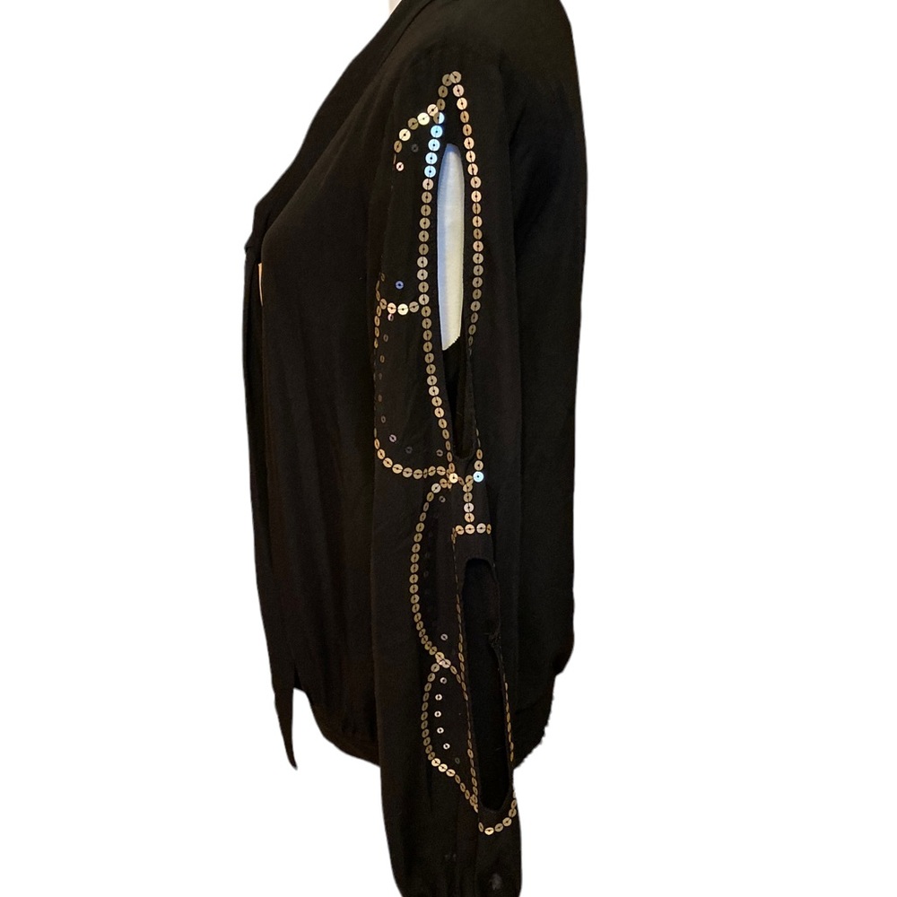 Vintage Rampage long sleeve blouse embellished with gold sequins on open sleeves